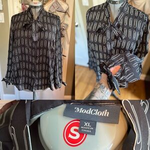 ModCloth paper clip print blouse. Worn once, excellent condition!